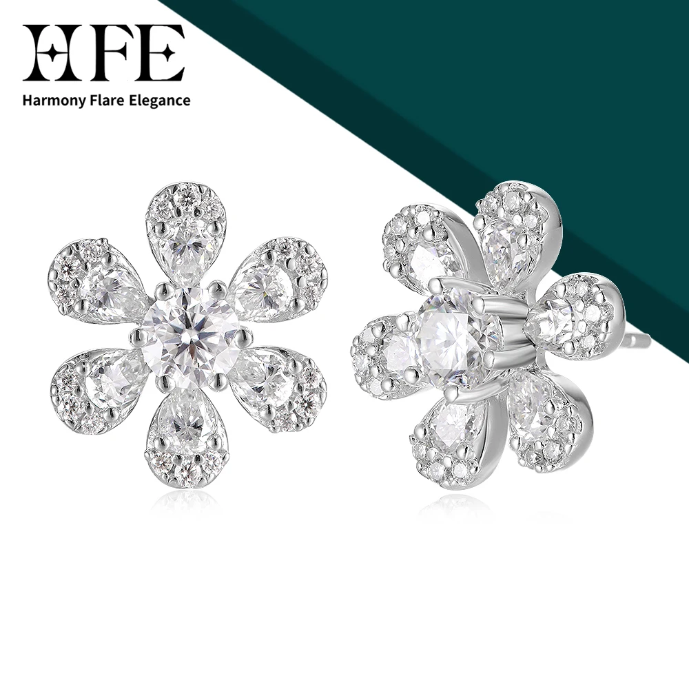 

HFE Five Leaf Flower Moissanite Earrings Pure 925 Sterling Silver Women's Fashion New Party Engagement Birthday Jewelry Gift