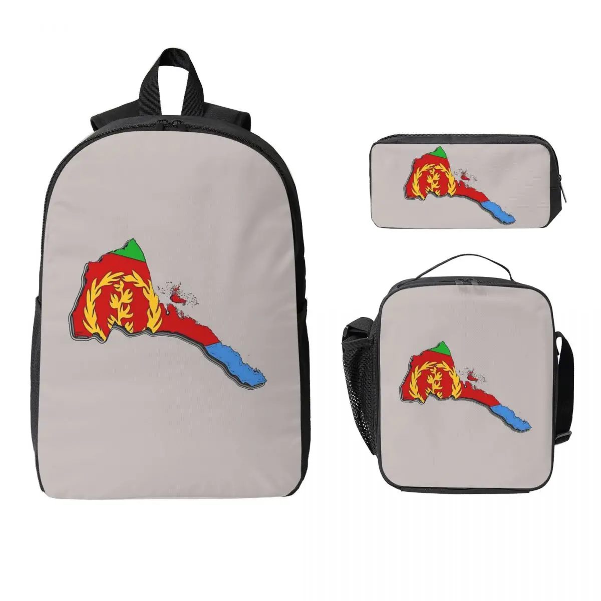 

Eritrea Flag Proud Eritrean Backpack Student BookBag School Bag Computer Shoulder Bags 3ps Insulated Lunch Bag Pencil Case