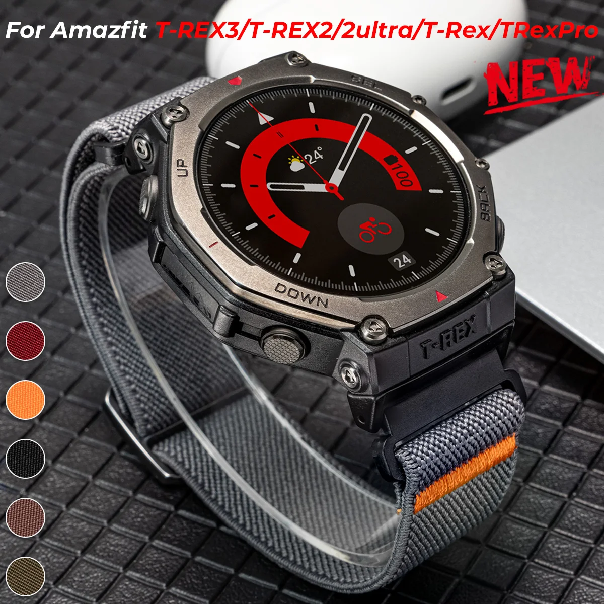 Correa de nailon para reloj inteligente Huami Amazfit T-REX 3/2, Correa deportiva para Xiaomi Amazfit t-rex/T Rex Pro 2 Correa