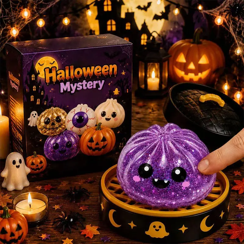 Halloween Glitter Squishy Blind Box Pumpkin Ghost Eyeball Stress Relief Squeeze Fidget Toy Party Decor Gift