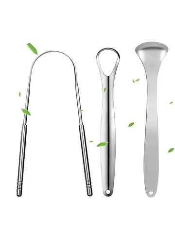 Nettoyeur de grattoir à langue en métal Premium 1 pièce/3 pièces pour adultes et enfants, grattoirs à langue portables en acier inoxydable, brosses pour enlever