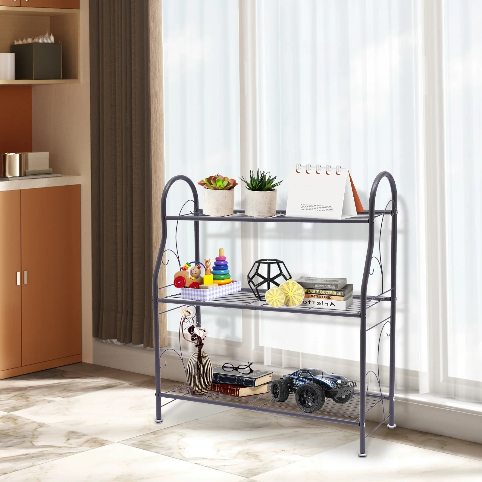 

3-Tier Metal Plant Stand,Plant Display Rack Shelf,Indoor Outdoor Flower Pots Holder,Metal Ladder Shelf Garden Plant Display Rack