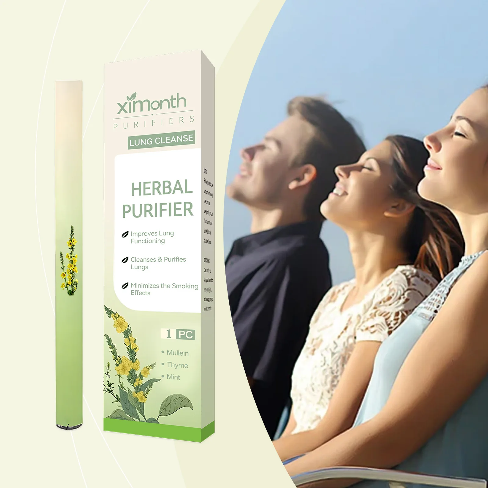 Natural Herbal Breathing Stick Fresh Breath Support Aromatherapy Inhaler Portable Wellness Care Daily Use Travel Work Home view 2