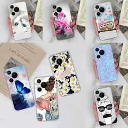 Case For Huawei Pura 70 Pro Lovely Cat Woman Transparent Shockproof Protective Anti-drop Bumper For Huawei Pura 70 Ultra Funda