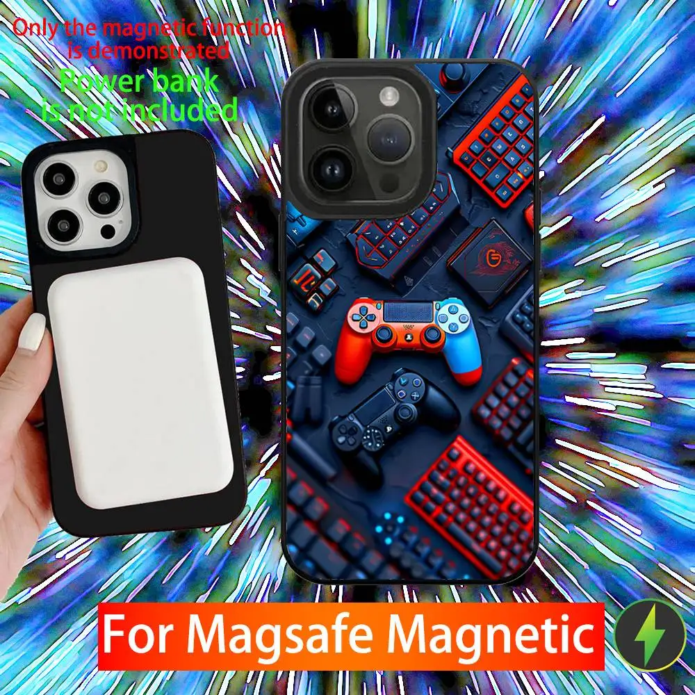 حافظة هاتف لوحدة التحكم في الألعاب لهواتف iPhone 16,15,14,13,12,11,Pro,Max,Plus,Mini,SE شحن لاسلكي مغناطيسي جديد Magsafe