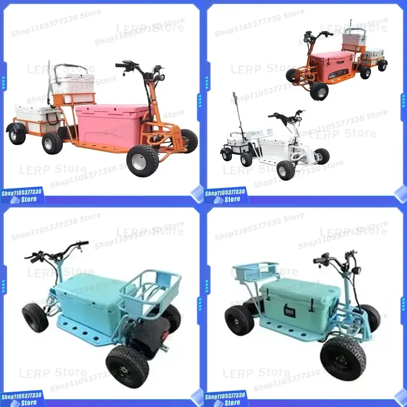 4 Wheel Electric Golf Cart Lithium Battery Powered Go Kart for Fishing All Terrain Vehicle with Food Storage Box Refrigerated