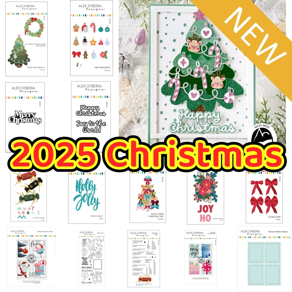 

November 2025 Christmas Cracker Mini Ornaments Tree Wreath Metal Cutting Dies Clear Stamps Stencil for DIY Scrapbook Embossed