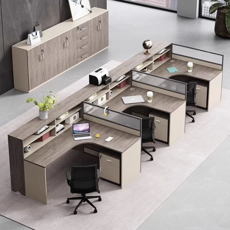 Staff desk, staff desk, table and chair combination, cross type double 4 quad 6 seater booth financial screen, simple and modern