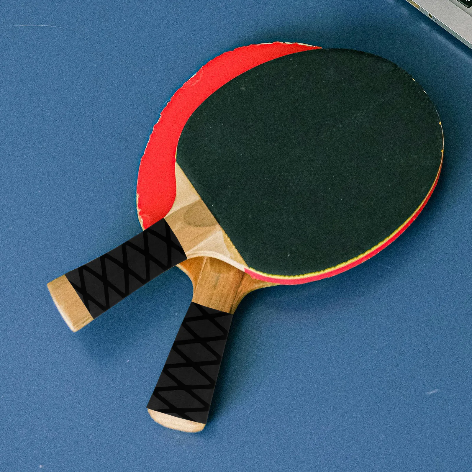 

Table Tennis Racket Grip Non Slip Sweatband Protective Handle Overgrip Black Plastic Long Life Comfortable Anti Slip Elastic Bat
