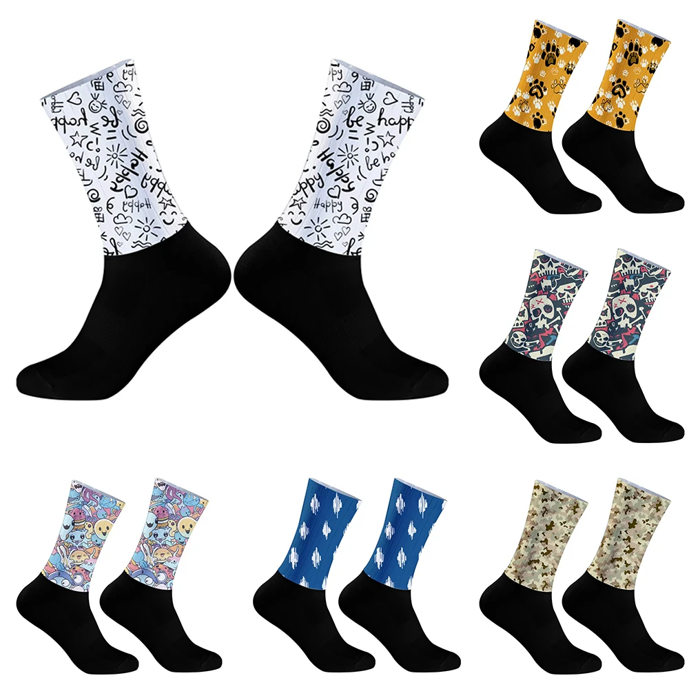 Calcetines con estampado de grafiti de alta calidad, calcetines de ciclismo modernos y a la moda, calcetines de ciclismo coloridos y divertidos, ciclismo al aire libre