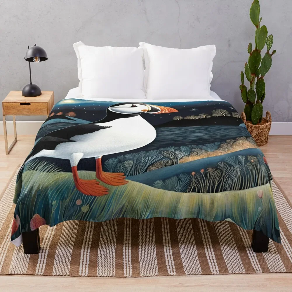 

Puffin Throw Blanket Multi Purpose Soft Warm Blanket for Home Travel