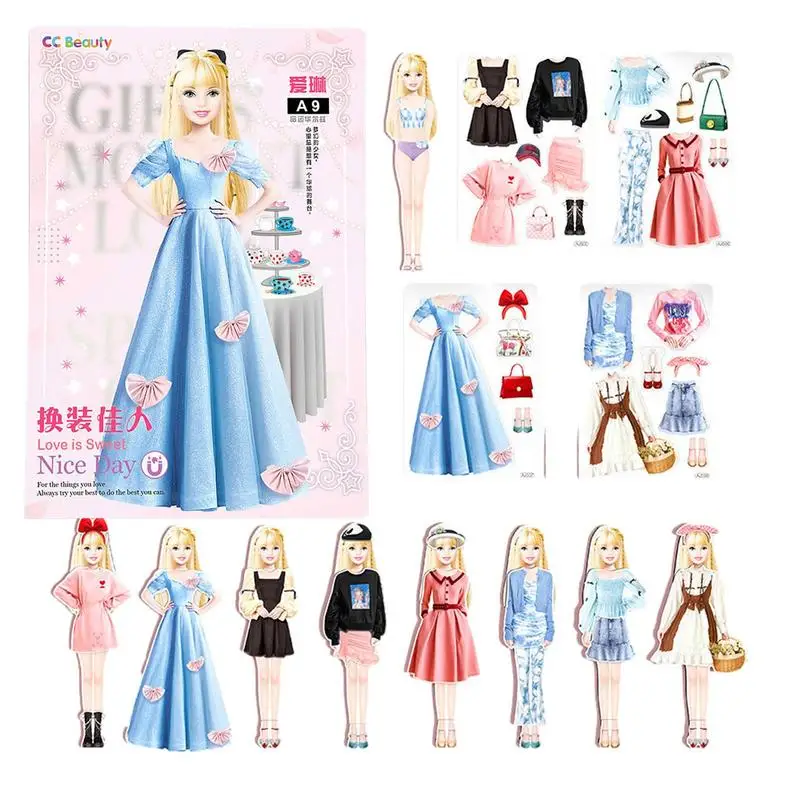 Kreative Mode magnetische Dress Up Puppen sicher und harmlos Prinzessin Dress Up Puppe Set tragbare Prinzessin Dress Up Papier puppe Geschenk