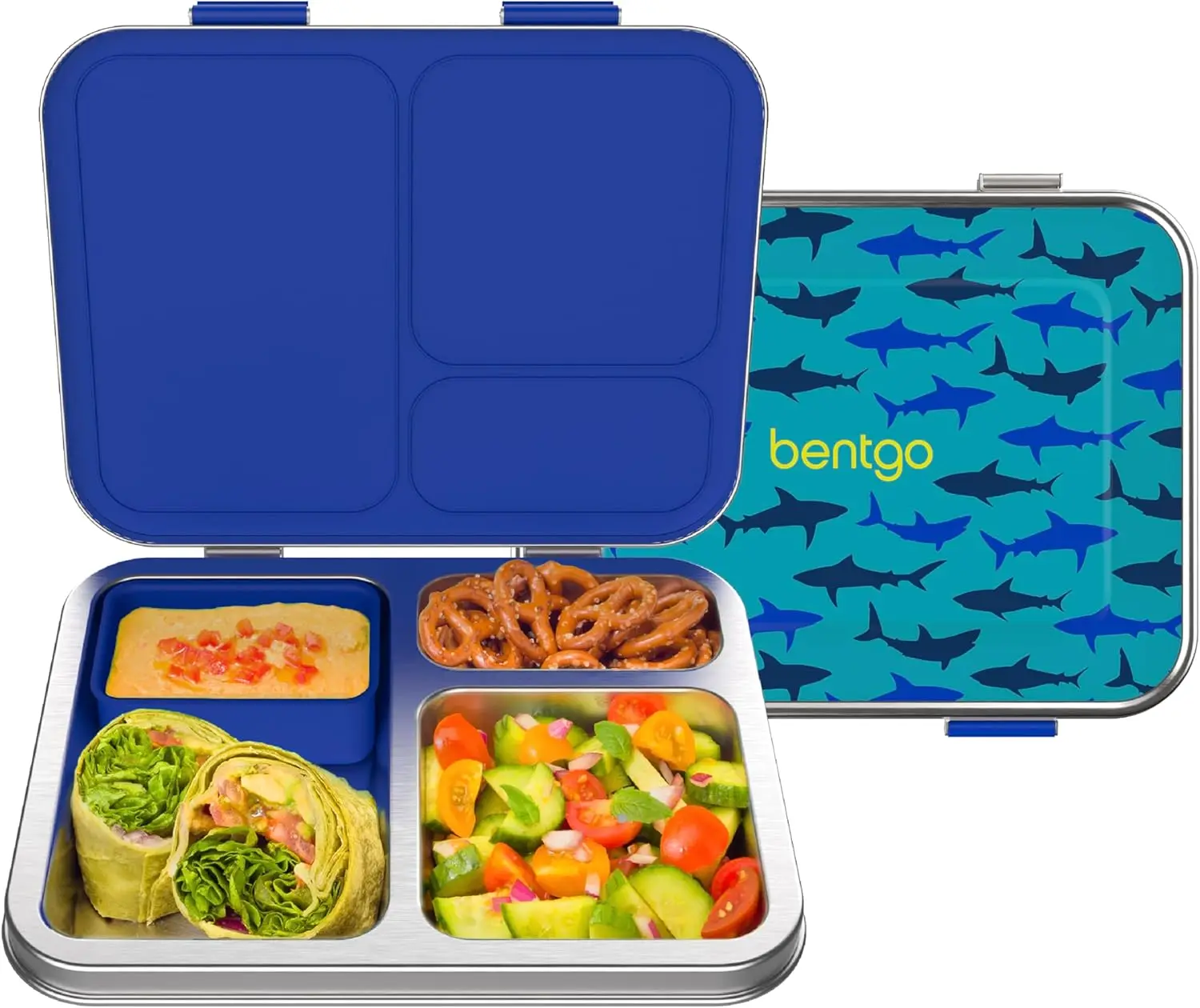 

Kids Stainless Steel Leak-Proof Lunch Box with 3 Compartments & Bonus Container, Dishwasher Safe, BPA-Free for Ages 3+