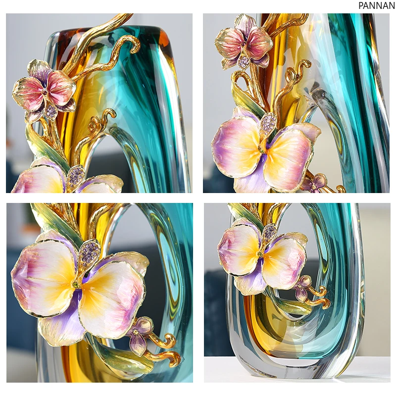 Art glass vase high-end exquisite light luxury high-value decoration