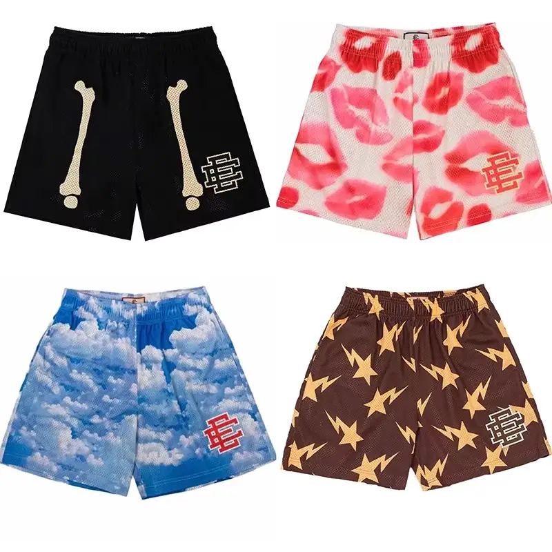 2025 novo verão ee eric emanuel malha básica curto clássico floral impresso shorts de ginásio masculino basquete esportes praia shorts