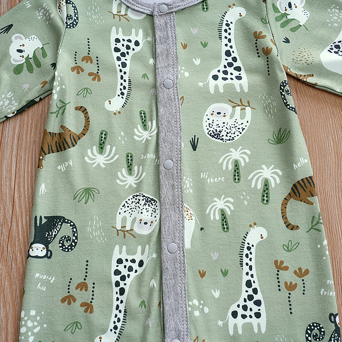 IURNXB Baby Jumpsuit Long Sleeve Boy Cute Newborn Outfit Cartoon Animal Allover Print Cardigan Infant Romper Spring Autumn 0-18M