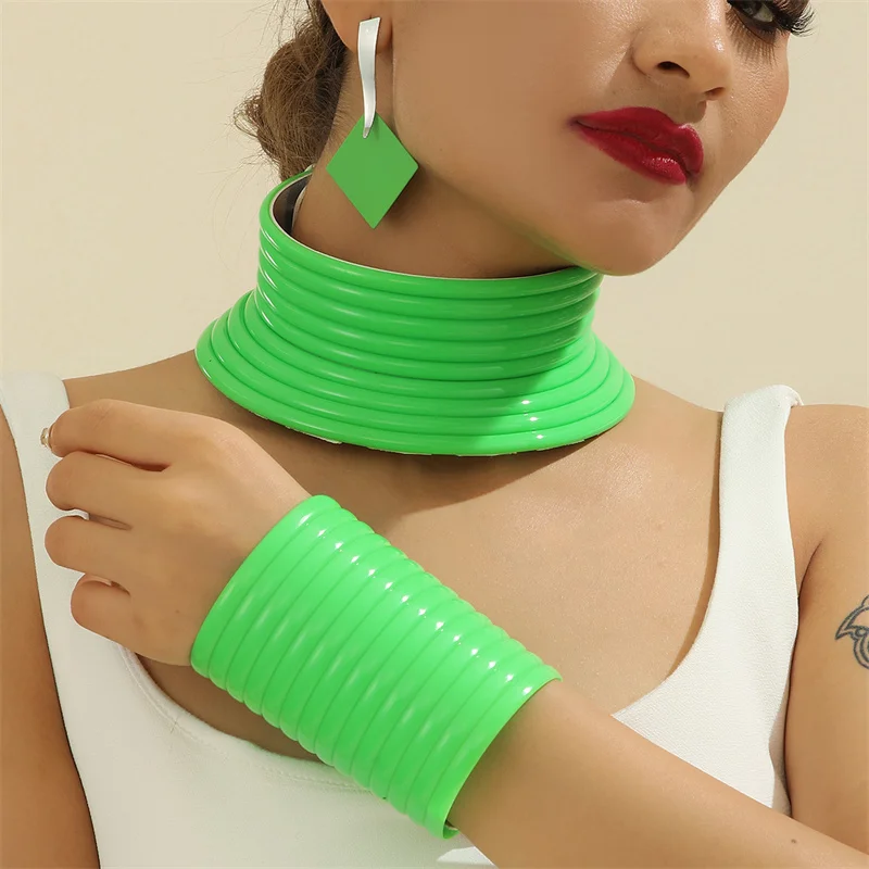 4pcs/set Vintage Leather African Jewelry Set Choker Necklace Bracelet Earrings Set For Women Collar Necklace Set Jewelry Gifts