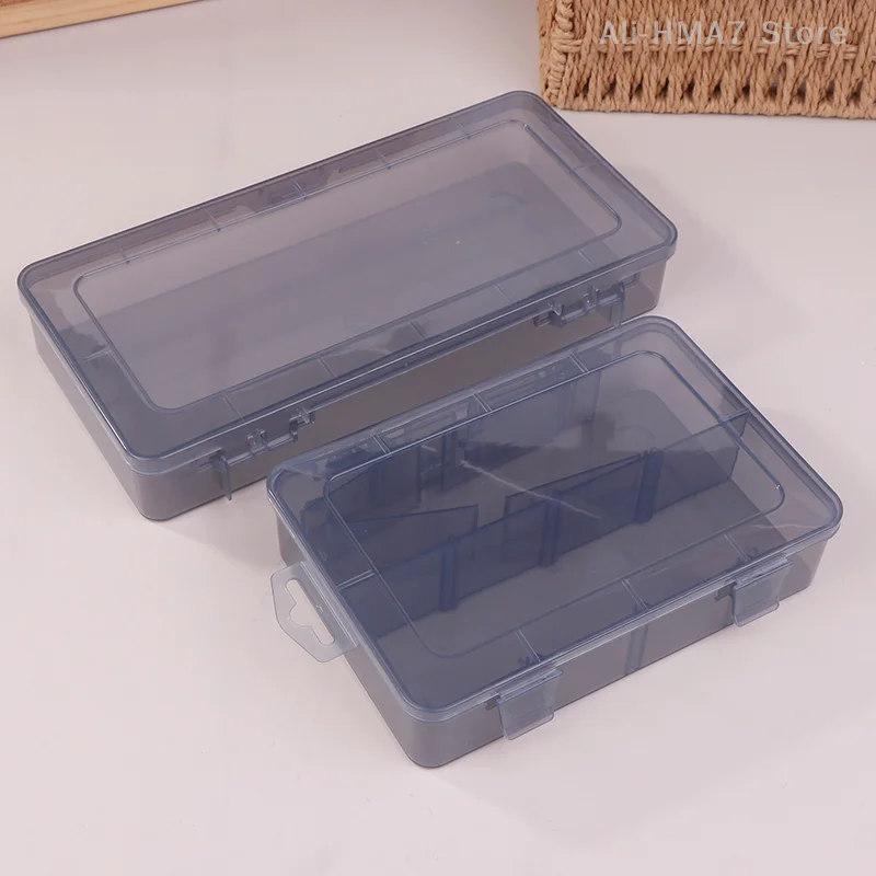 Caja de piezas multirejilla, caja de almacenamiento de herramientas de rejilla de elementos electrónicos de plástico gris transparente, caja de accesorios de rejilla de tornillo pequeño