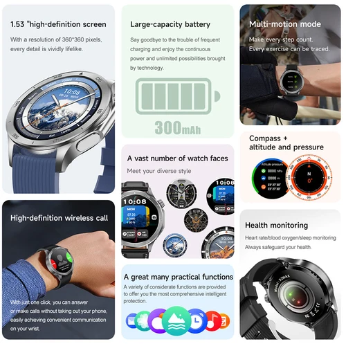 Imagen 2 del producto 2025 nuevo reloj inteligente OPPO X2 GPS para hombres deportes IP68 brújula impermeable ritmo cardíaco oxígeno en sangre Bluetooth llamada relojes inteligentes IOS