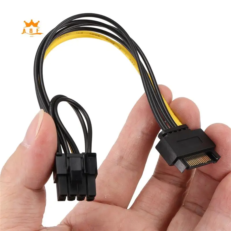 

A08E-15Pin SATA Male to 8Pin(6+2) PCI-E Кабель питания Кабель SATA 15-контактный на 8-контактный кабель Провод 18AWG для видеокарты