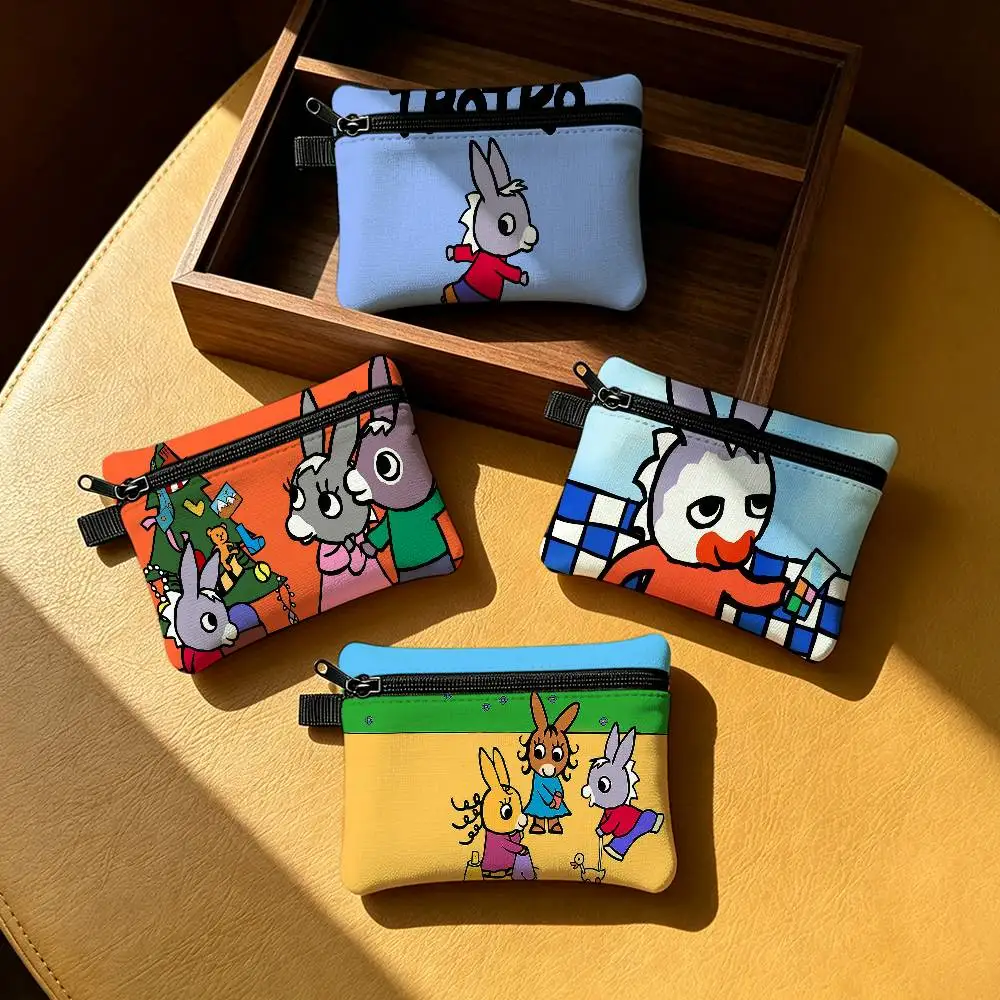 T-TTrotroS 2004 Cartoon Waterproof Zipper Coin Purse Lightweight Hanging Key Pouch Card Holder For Daily Use
