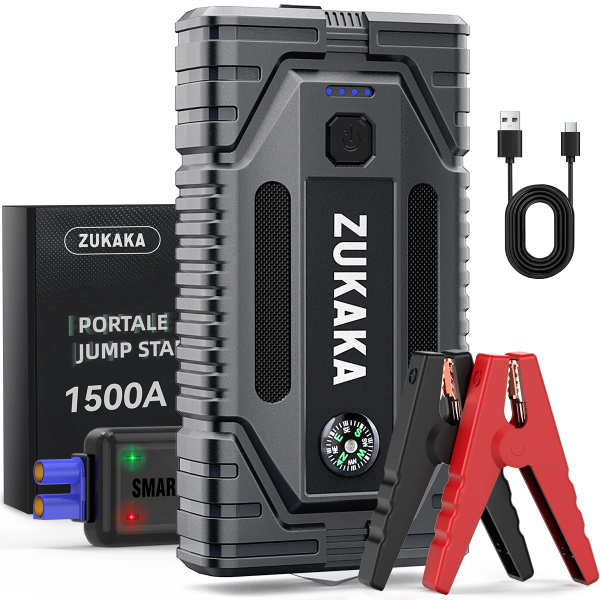 

Car Jump Starter - 3500A Portable Car Battery Jump Starter for Car/Motorcycle 12V (All Petrol/8L Diesel) with Display Smart Clip