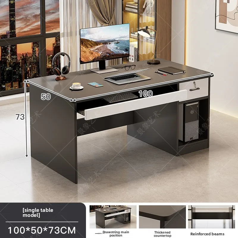 

Новая модель компьютерного стола с ящиками, простой рабочий стол с замком, одноместный офисный стол и стул.
