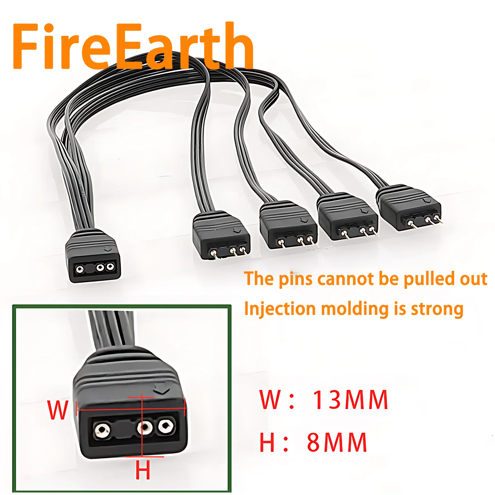 Kabel Pemisah ARGB 1-ke-4 untuk Kipas Casing PC - Hub Sinkronisasi Terkendali PWM 5V 3-Pin untuk Motherboard, Kipas & Strip LED, 30Cm