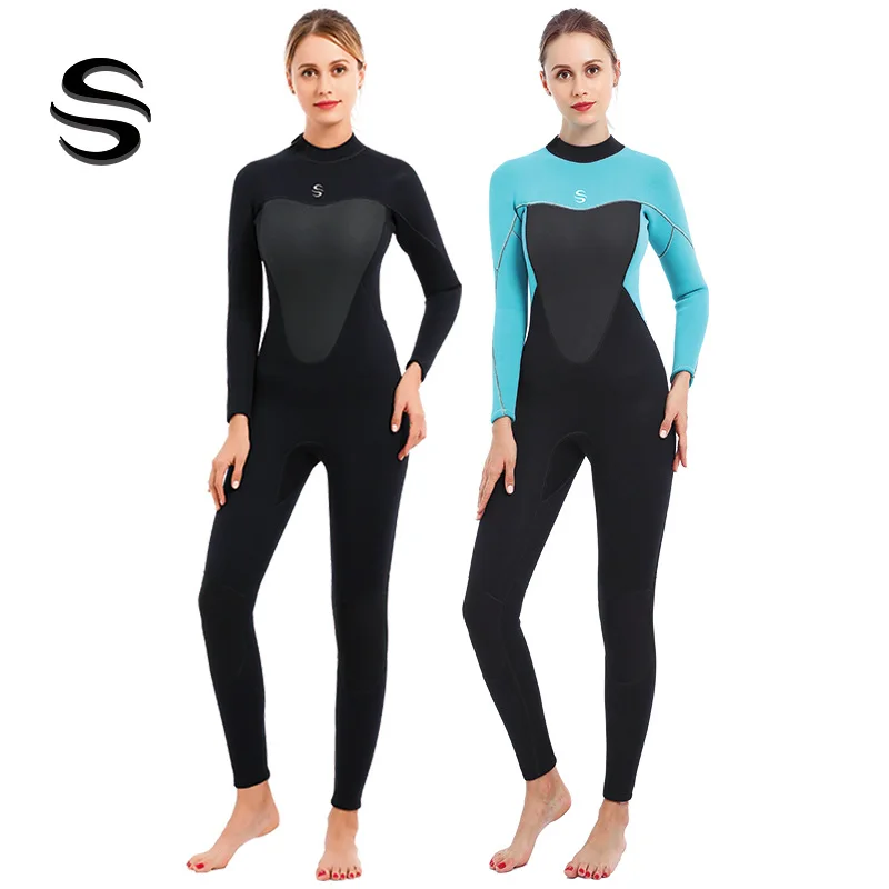 

Winter CR embossed 2 / 3MM Neoprene Wetsuit Women Scuba Diving suit Full Body One Piece Wetsuit Spearfishing Snorkeling Swimsuit