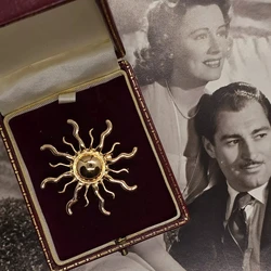 Vintage Elegant Exquisite Women Men Fashion Sun Badges Brooch Pin Retro Lady High-end Classic Suit Coat Corsages Accessories