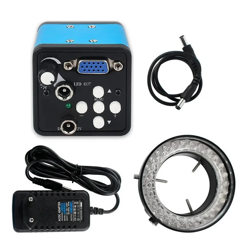 A73T 13MP 1080P VGA 산업용 비디오 디지털 현미경 카메라 C 마운트 LED 조명 조정 가능한 EU 플러그로 납땜 수리 용