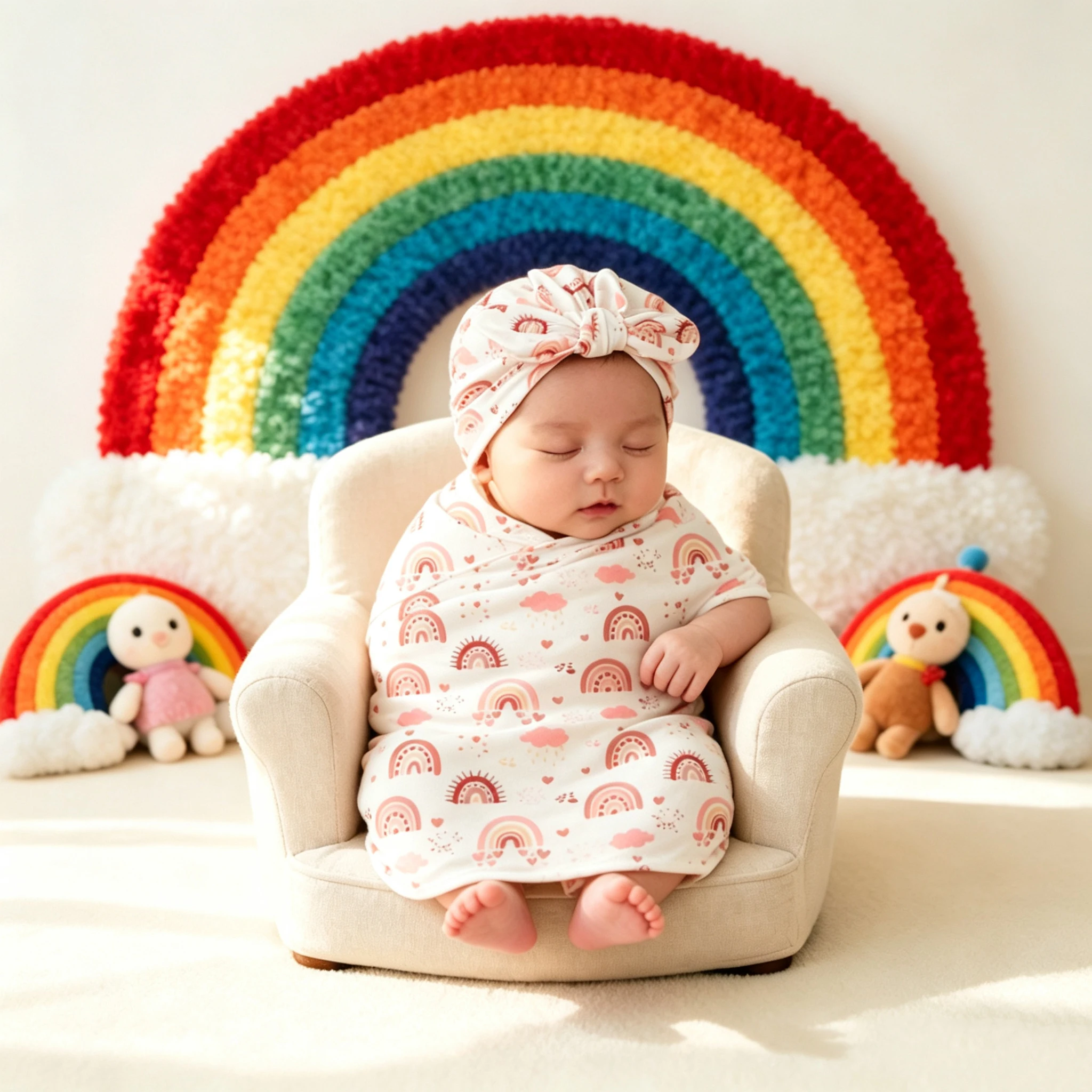Ylsteed Newborn Receiving Photography Swaddle Blanket with Bow Turban Hat Infant Photography Props New born Photoshooting Wraps-