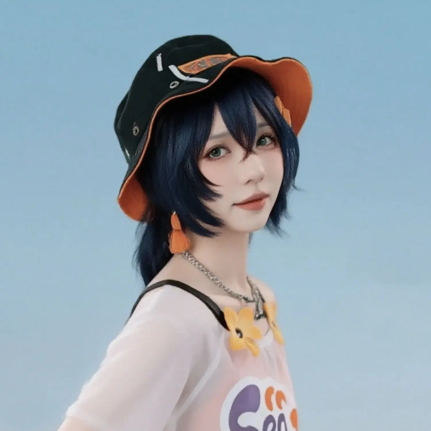 

Game Zenless Zone Zero Sweety Belle Cosplay Wig 35CM dark blue short hair Synthetic Wig+Wig cap Party Halloween Wig