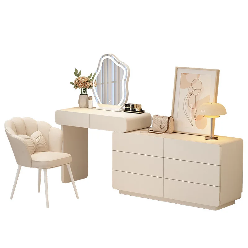 Solid wood paint bedroom dresser chest integrated cream wind telescopic modern simple high-end