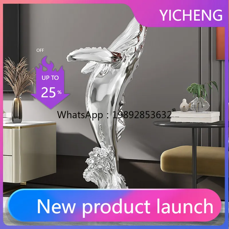 LYY  Large Floor Whale Ornament for Living Room, Entryway, Sofa Side, Light Luxury High-End Home Decoration