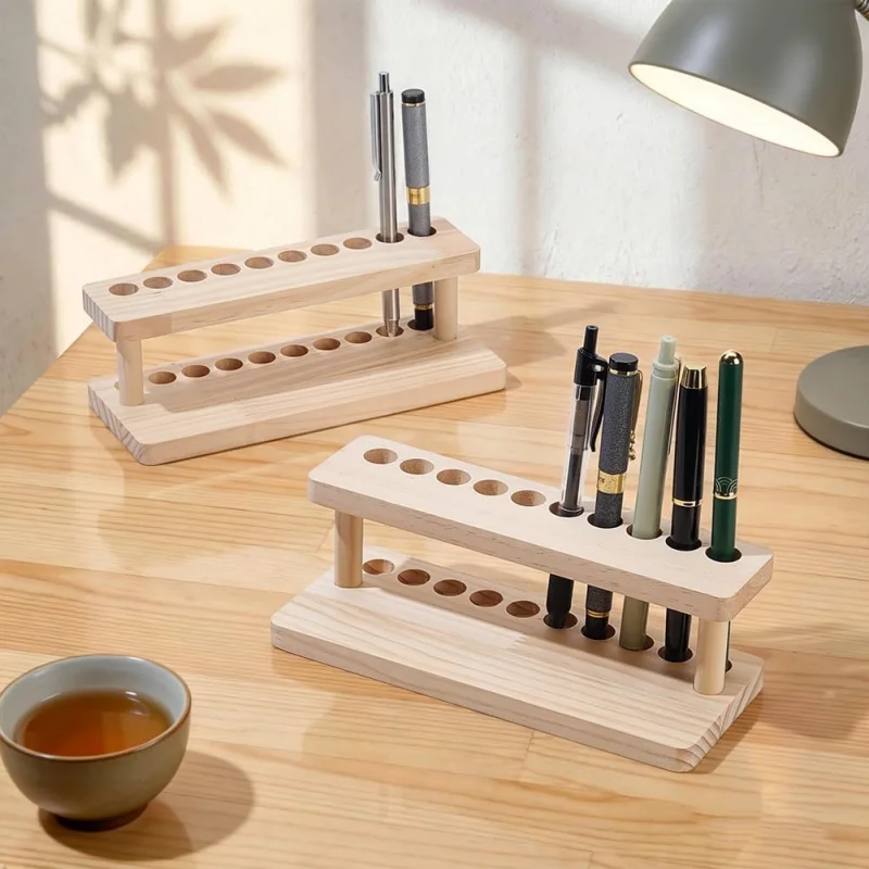 2 sztuki drewnianych pojemnikó – Wooden Fountain Pen Desk Stand Holder recenzja i cena