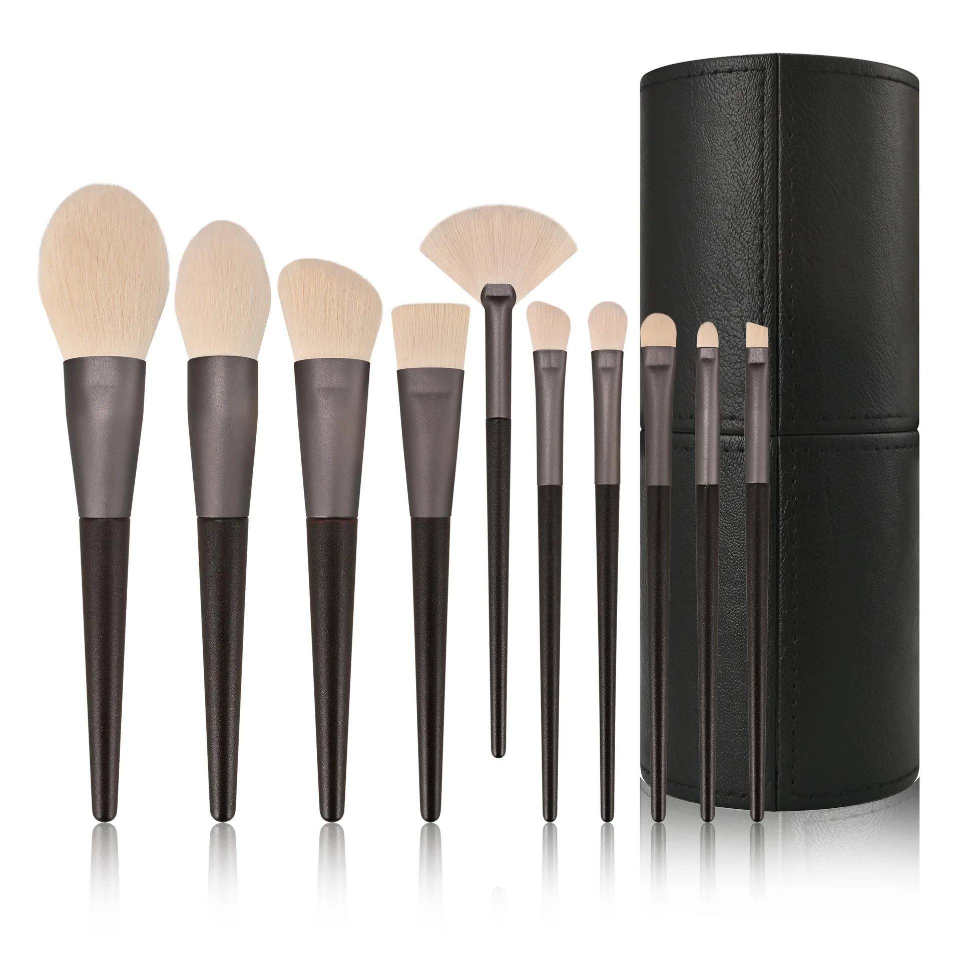 

10 шт., набор кистей для макияжа с деревянной ручкой, кисти для нанесения теней для век, набор косметических инструментов с мягкой щетиной