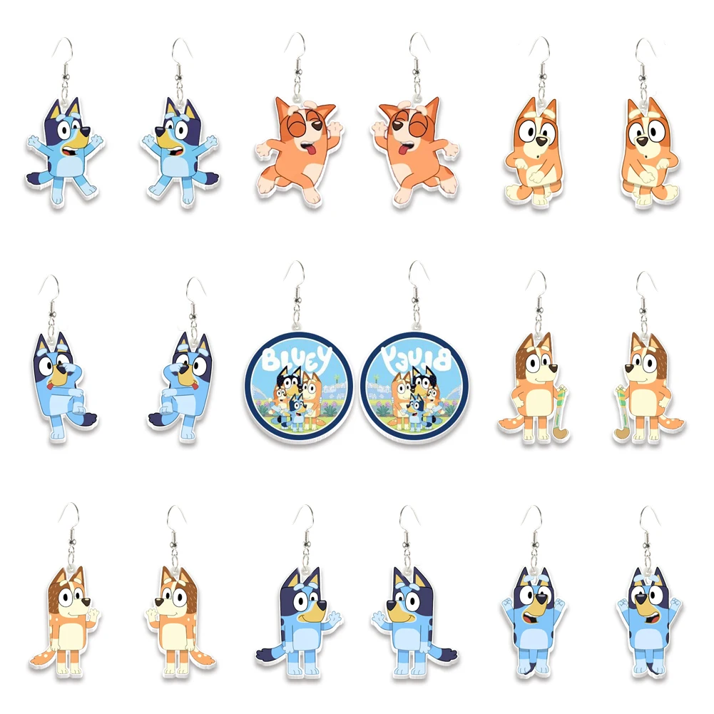 Cartoon Cute Dog Blue Acrylic Drop Earrings Resin Earring Cartoon For Charm Gifts Girls Boys Accessories Jewelry Decoration