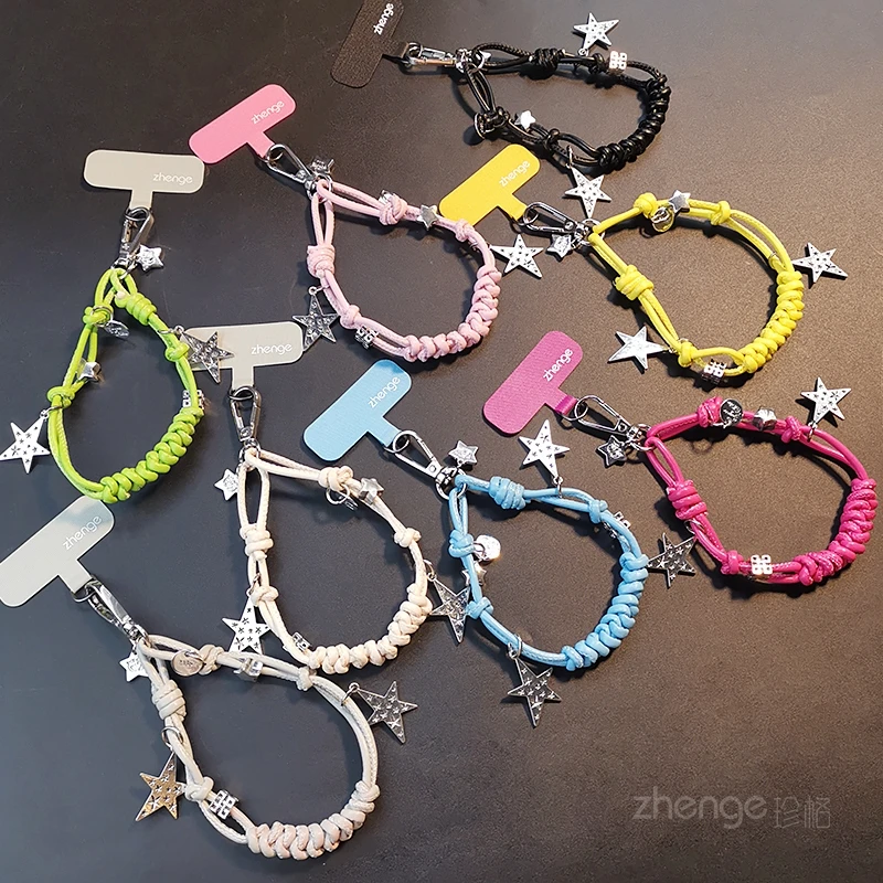 Star Mobile Phone Lanyard Wrist Short, Leather Woven Anti Throw Lifting Chain, Fashionable Women's Versatile New Product