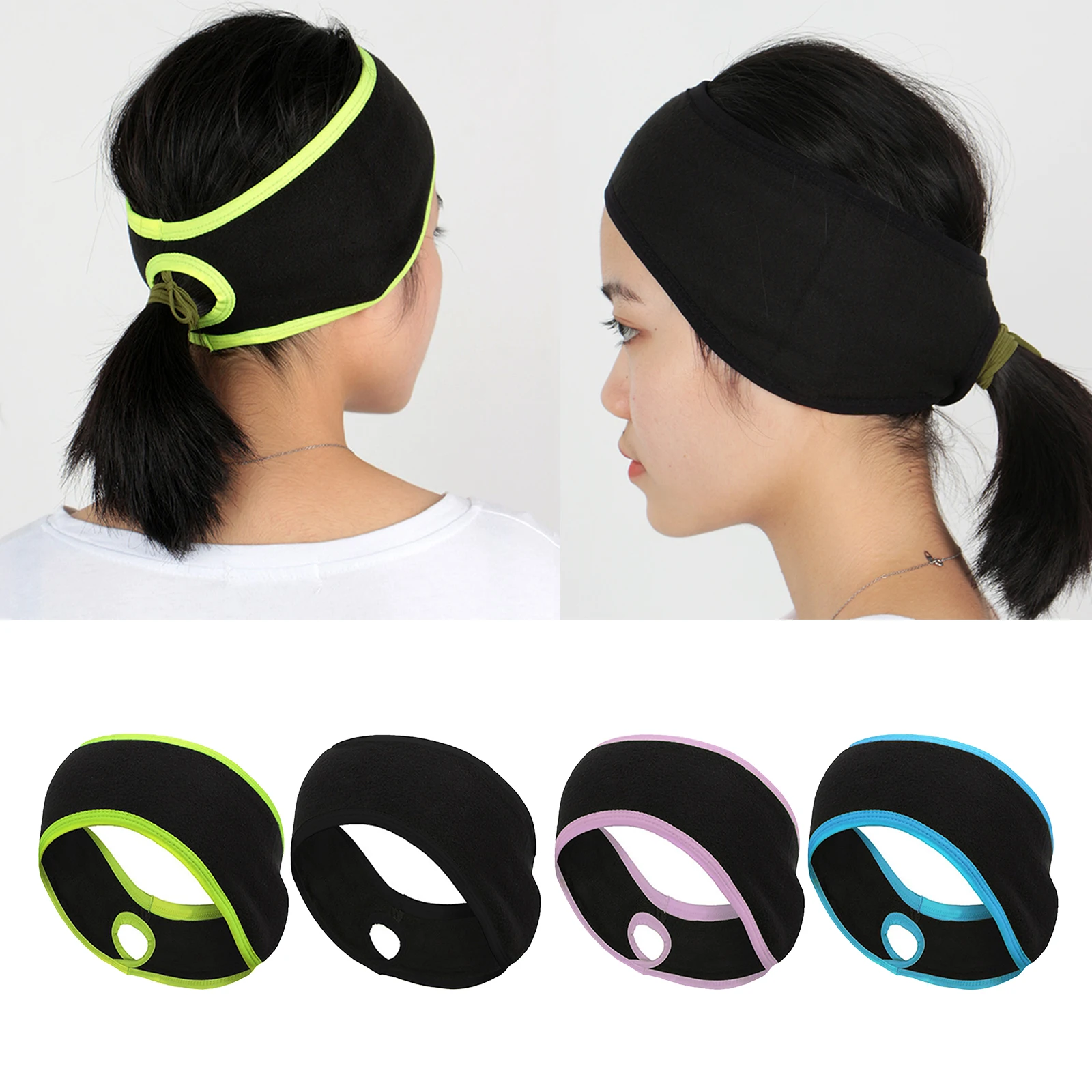 

Ponytail Hole for Women Girls Ladies Stretchy Hair Bands Ear Warmer Headwrap Yoga Workout Outdoor Sports Hair Accessories