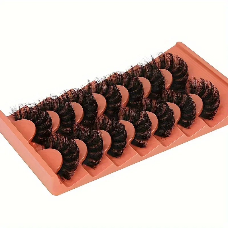 7 Pairs Fluffy False Eyelashes 20mm Full Wispy Lashes 8D Volume Curly Fake Eyelashes 7 Pairs Multipack