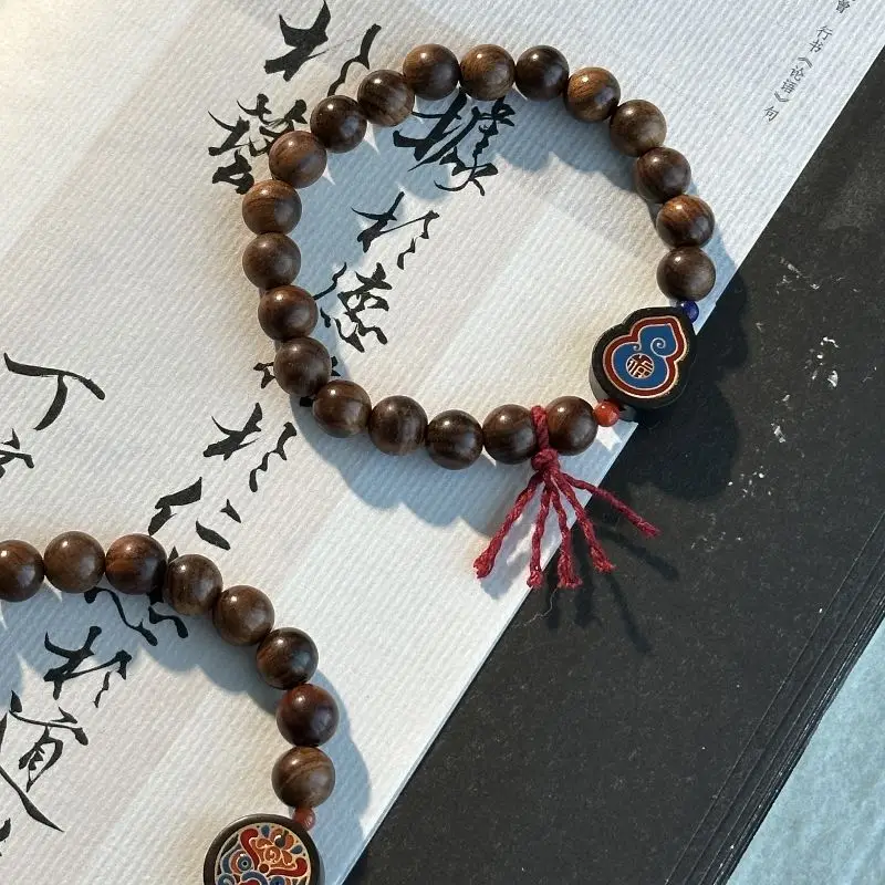 Sandalwood Wooden Bracelet Huanghua Pear Hand String Original Design Buddha Bead WenPlay Men and Women Chinese Style Lion Gourd