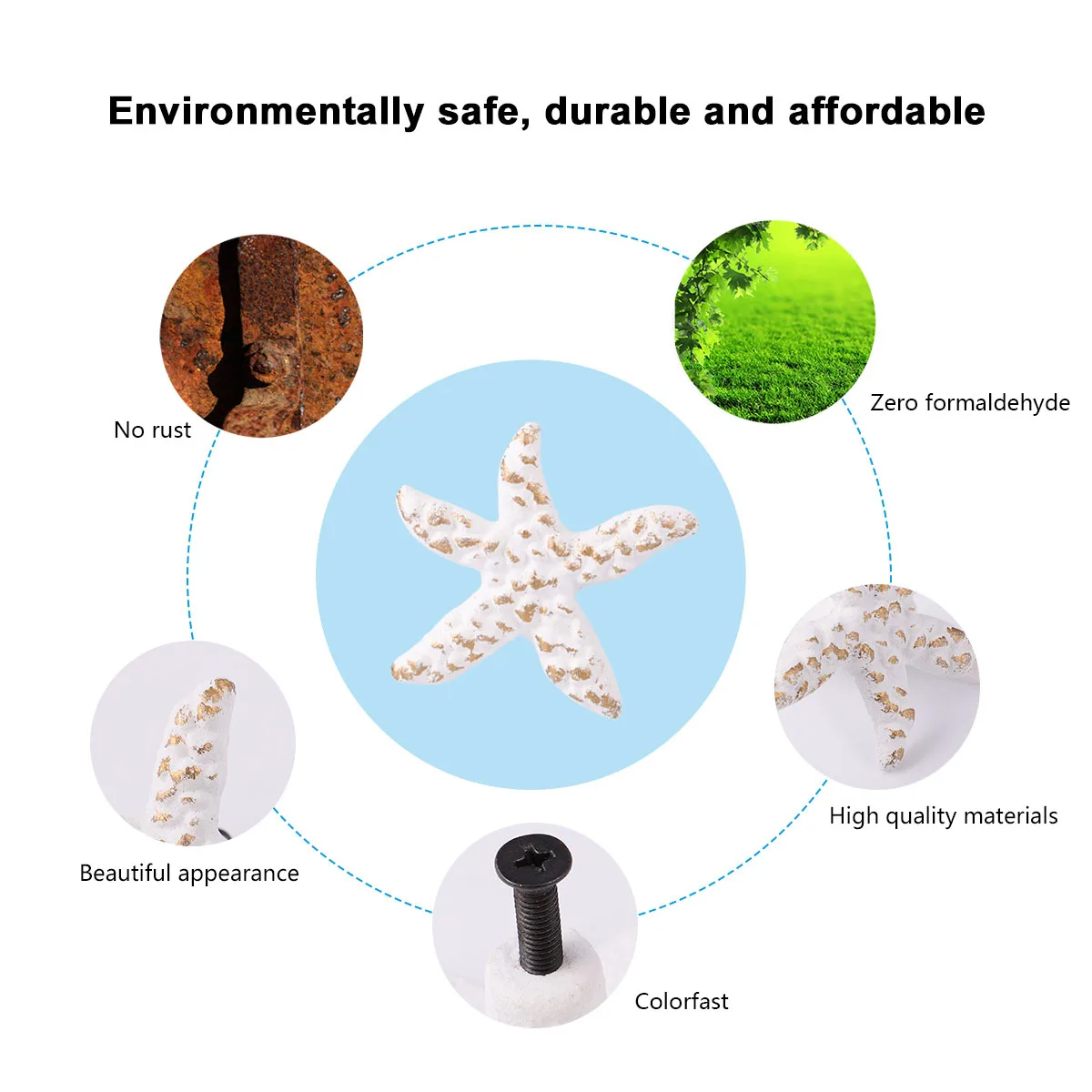 1 قطعة نجمة البحر سحب المقبض الحديد دائم مقبض درج لخزانة خزانة خزانة الأثاث الأجهزة المحيط موضوع مقبض الزخرفية