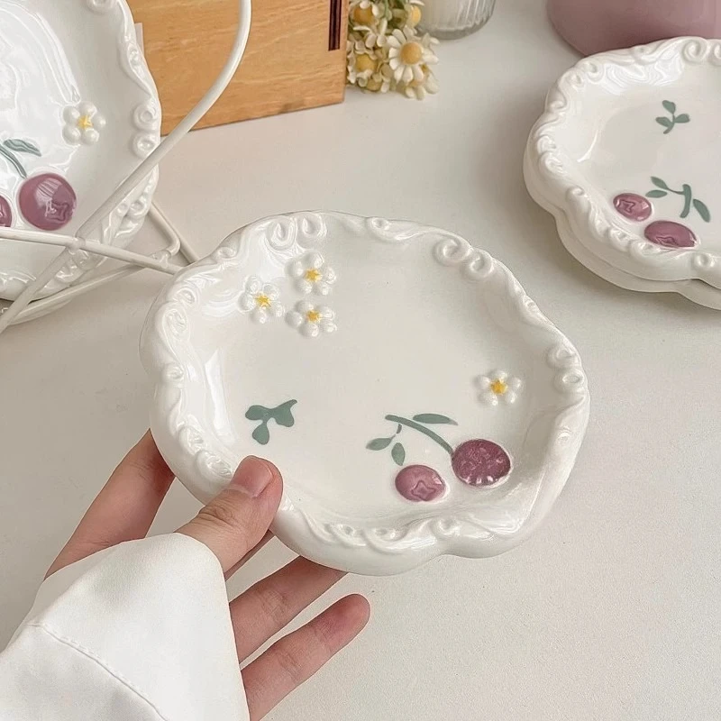 Creative Ceramic Plate Household A Sense of Highend Plate Cake Plate Breakfast Plate Dessert Plate Simple Beautiful and Elegant
