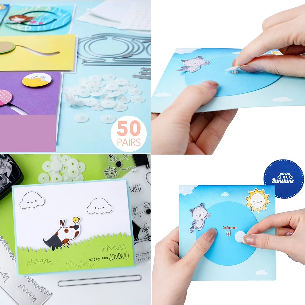 50Pairs Snap'n Slides for Making Slider Card Spinner Swing Arm Card Round Interlocking Disks Easy Interactive Elements Snap Spin