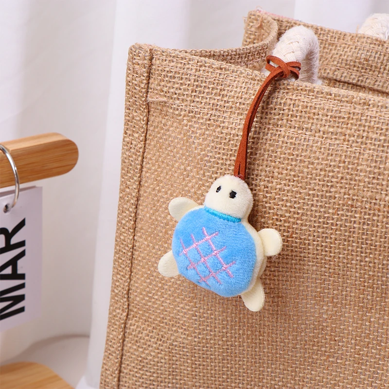 Cute Cartoon Turtle Plush Name Tag Keychain Anti-Lost Keyring Children Kawaii Stuffed Animal Doll School Bag Pendant