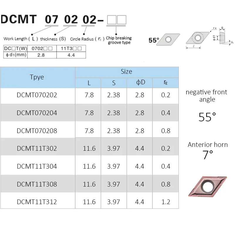 Hengxin-超硬インサート内部旋盤ツール、dcmt070202、dcmt070204、dcmt070208、dcmt11t302、dcmt11t304、dcmt11t308、dcmt11t312