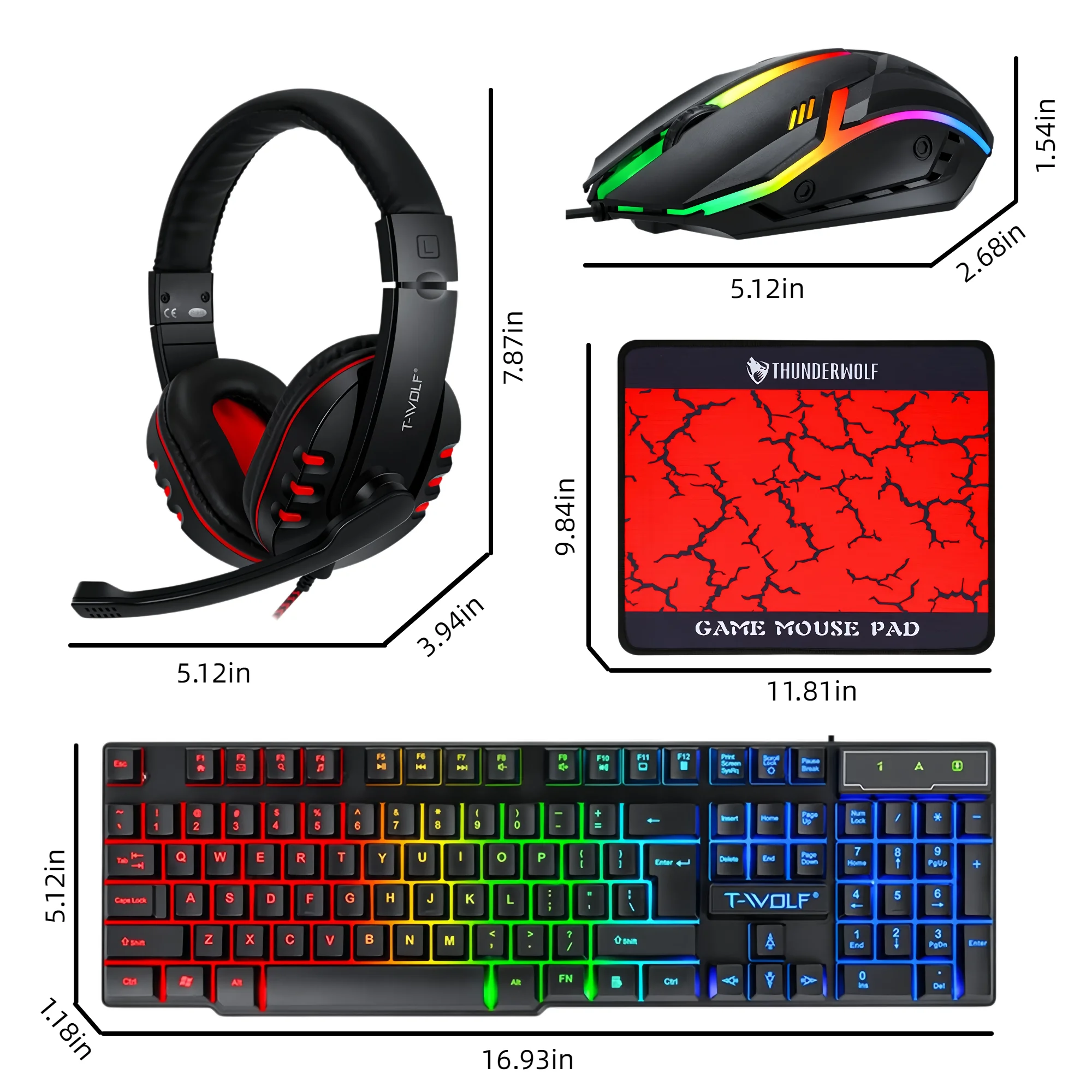 4 in 1 Gaming Combo Set Rainbo - огляд і ціна Gaming Headset Rgb