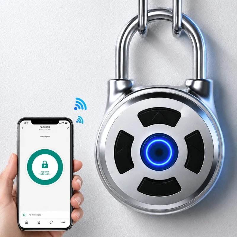 Bluetooth Padlock Smart Password Lock with APP Control 38mm USB Rechargeable for Suitcase Locker 3 Months Battery Unlock Records