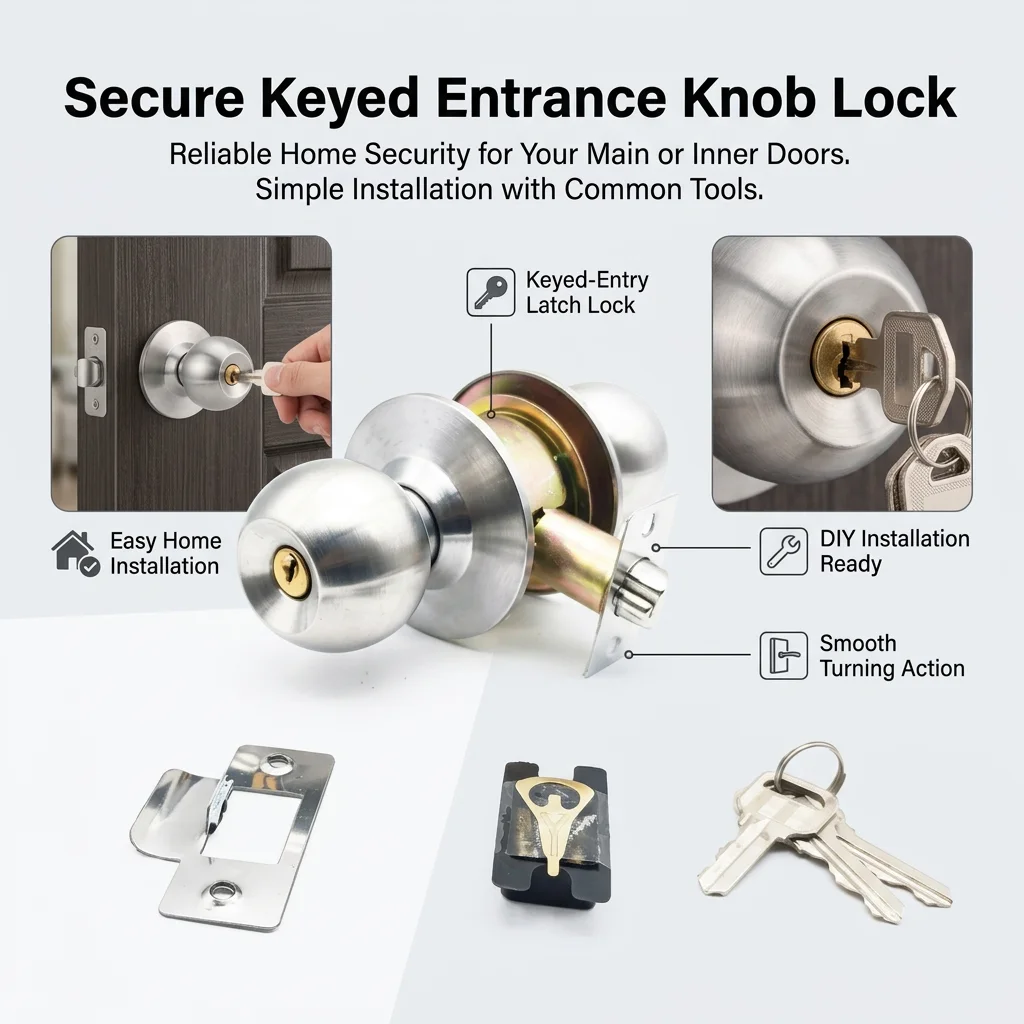 Stainless Steel Ball Door Lock With Antique Copper Finish And Brass Core For Home-Security Hardware